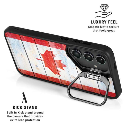 Canada Flag Light Wood Galaxy S24 Plus Kickstand Case